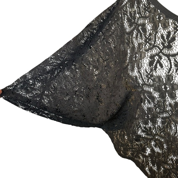 Torrid Y2K Black Lace Sheer Floral Hi-Low Top 3X Whimsigoth Fairy Grunge Edgy - Picture 2 of 8